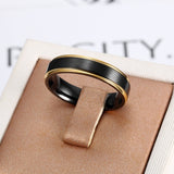 Brushed Titanium Steel Black Gold Ring 0 - Tophatter Daily Deals