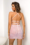 Sequined Lace-Up Backless Mini Dress Cocktail Dresses - Tophatter Daily Deals