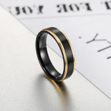 Brushed Titanium Steel Black Gold Ring 0 - Tophatter Daily Deals