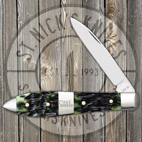 Case Teardrop - Jigged Olive Green Bone - Tang Stamp Center Bolster - 21510 Traditional Knives - Tophatter Daily Deals