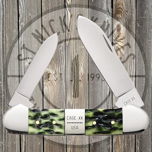 Case Canoe - Jigged Olive Green Bone - Tang Stamp Center Bolster - 21514 Traditional Knives - Tophatter Daily Deals