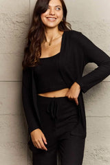 Ninexis Full Size Cropped Top, Long Pants and Cardigan Lounge Set Loungewear Sets - Tophatter Daily Deals