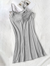 Round Neck Spaghetti Strap Cami Dress with Bra Casual Dresses - Tophatter Daily Deals