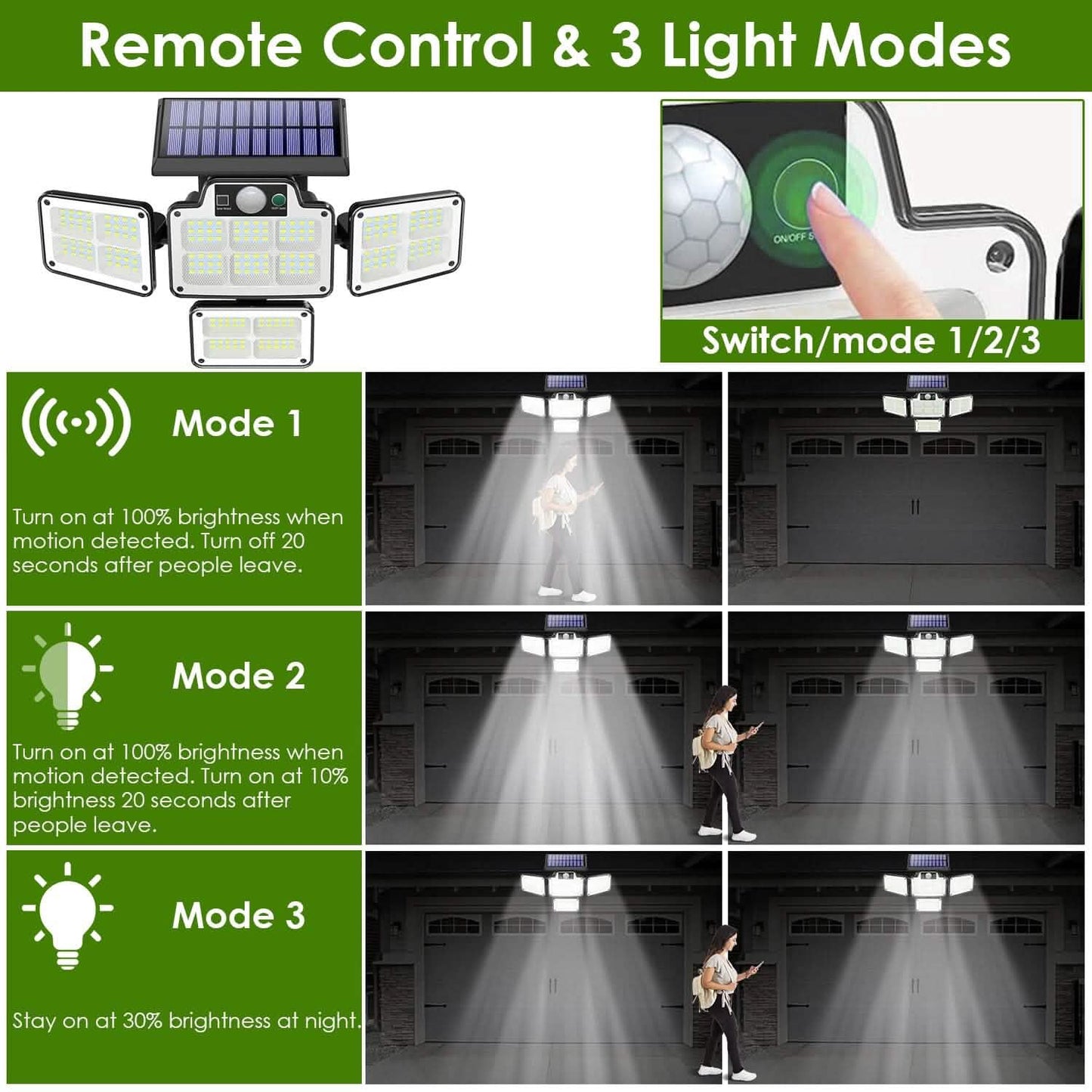 216 LEDs Solar Outdoor Light Motion Sensor Security Wireless Lamp Outdoor Lighting - Tophatter Daily Deals