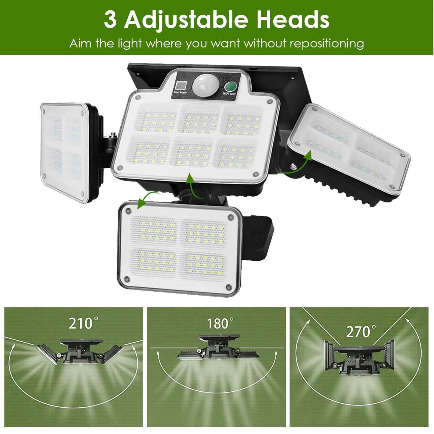 216 LEDs Solar Outdoor Light Motion Sensor Security Wireless Lamp Outdoor Lighting - Tophatter Daily Deals