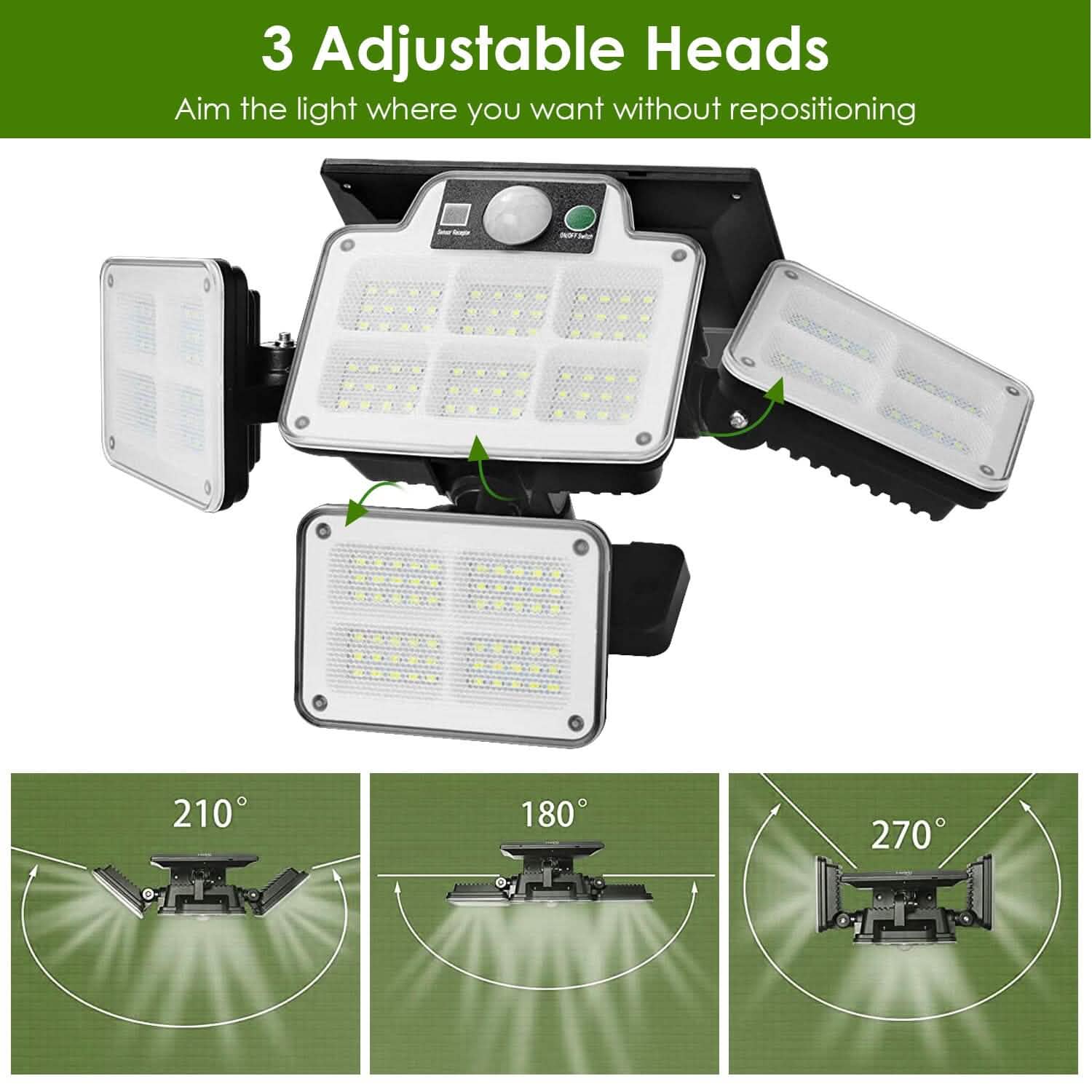 216 LEDs Solar Outdoor Light Motion Sensor Security Wireless Lamp Outdoor Lighting - Tophatter Daily Deals