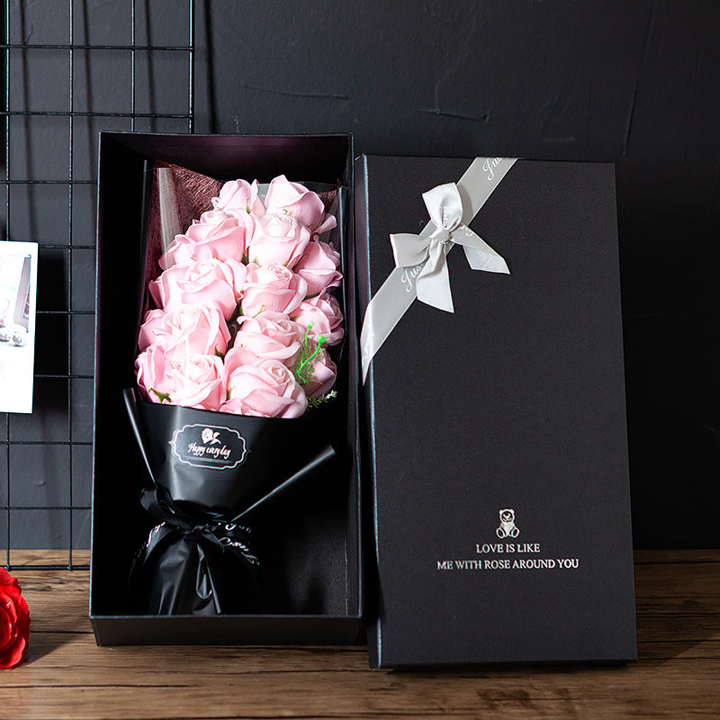 18 soap roses bouquet gift box Light pink Q18 flowers 0 - Tophatter Daily Deals