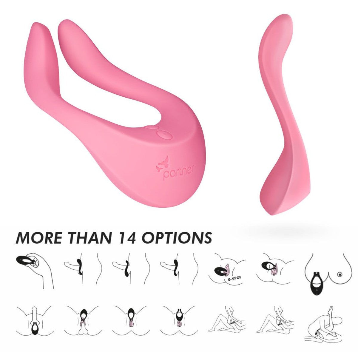 Satisfyer Partner Multifun 2 Couples Vibrator in Pink Couples Vibrator - Tophatter Daily Deals