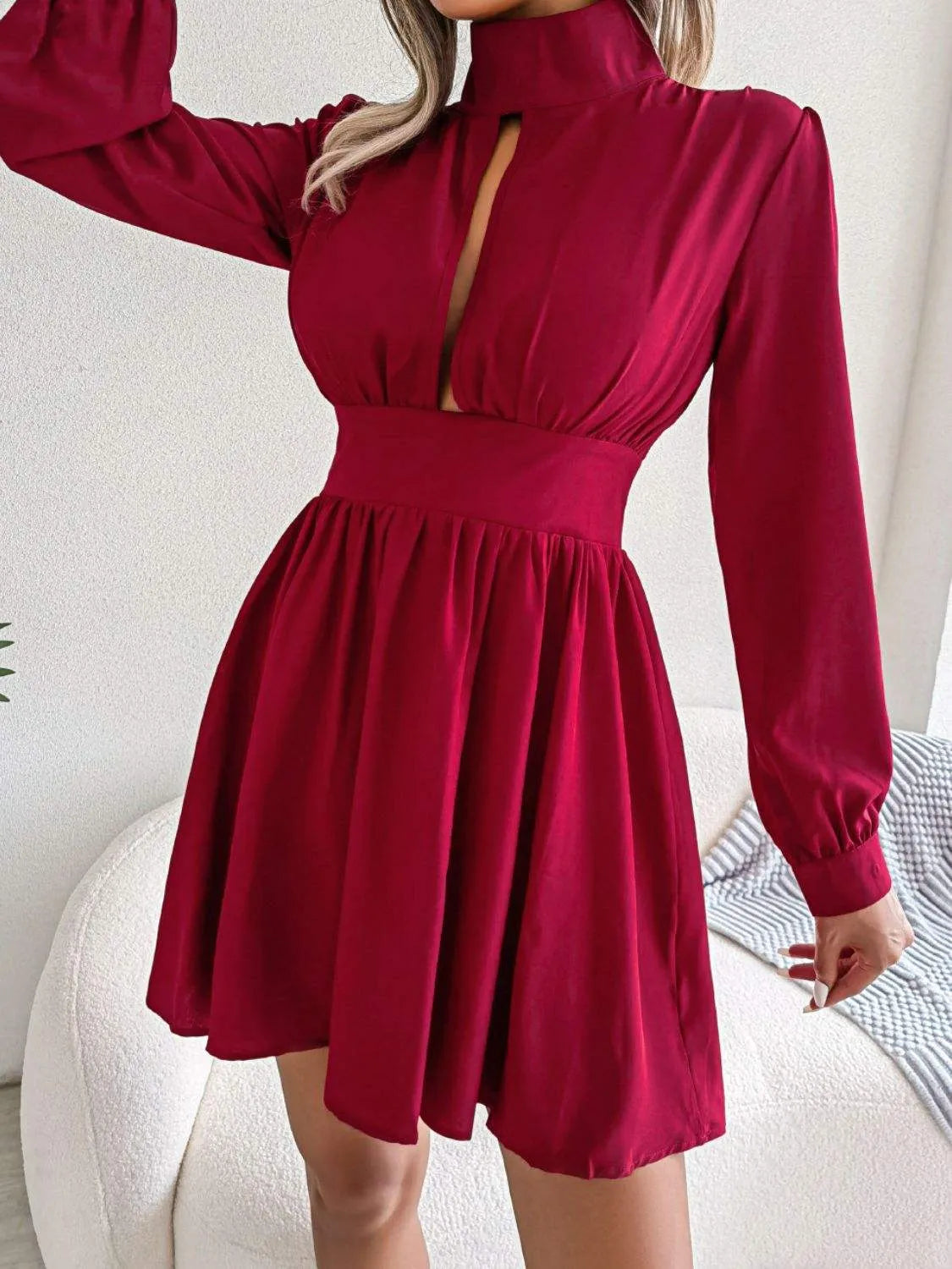 Cutout Turtleneck A-Line Mini Dress Cocktail Dresses - Tophatter Daily Deals