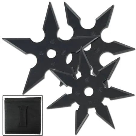Khoga Ninja Sure Stick Throwing Star 3pcs Set Black - Tophatter Daily Deals