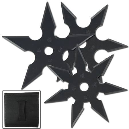 Khoga Ninja Sure Stick Throwing Star 3pcs Set Black Collectible Weapons - Tophatter Daily Deals