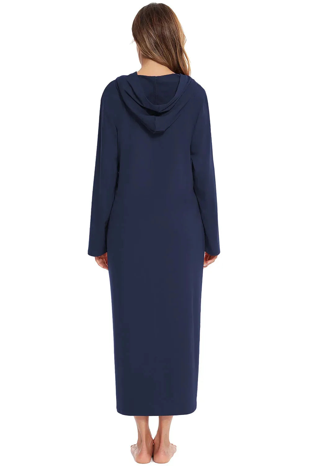 Zip Front Hooded Night Dress with Pockets Sleep Dresses - Tophatter Daily Deals