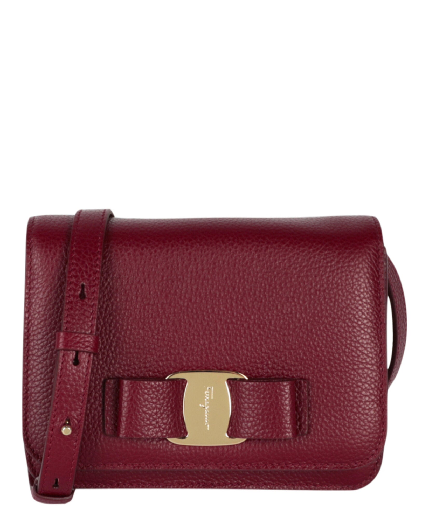 Ferragamo Vara Bow Crossbody Bag Burgundy-218374-772255-60014-NS Bags - Tophatter Daily Deals