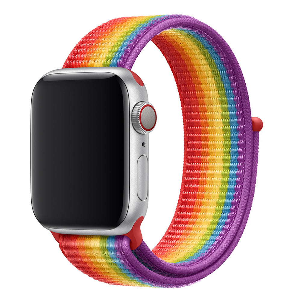 42 44mm Nylon Velcro Loopback Sports Watch Rainbow 0 - Tophatter Daily Deals