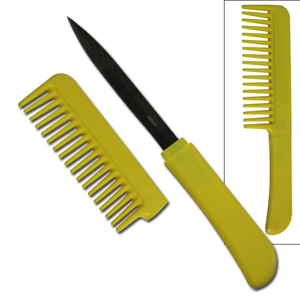 Yellow Comb WIth Hidden Knife - TOPHATTER'S ARMORY DEALS Collectible Weapons - Tophatter Daily Deals