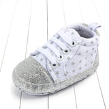 Baby sequined stars toddler shoes White 0 - Tophatter Daily Deals