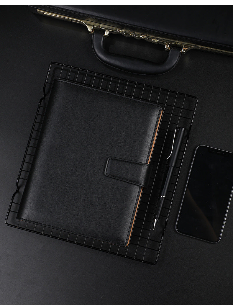 A5 leather buckle 6-hole clip notebook Black 0 - Tophatter Daily Deals