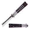 Cleaver Blade Butterfly Knife Black Wood Handle 5" Closed Length - TOPHATTER'S ARMORY DEALS Collectible Weapons - Tophatter Daily Deals