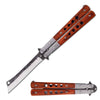 Cleaver Blade Butterfly Knife Brown Wood Handle 5" Closed Length - TOPHATTER'S ARMORY DEALS Collectible Weapons - Tophatter Daily Deals