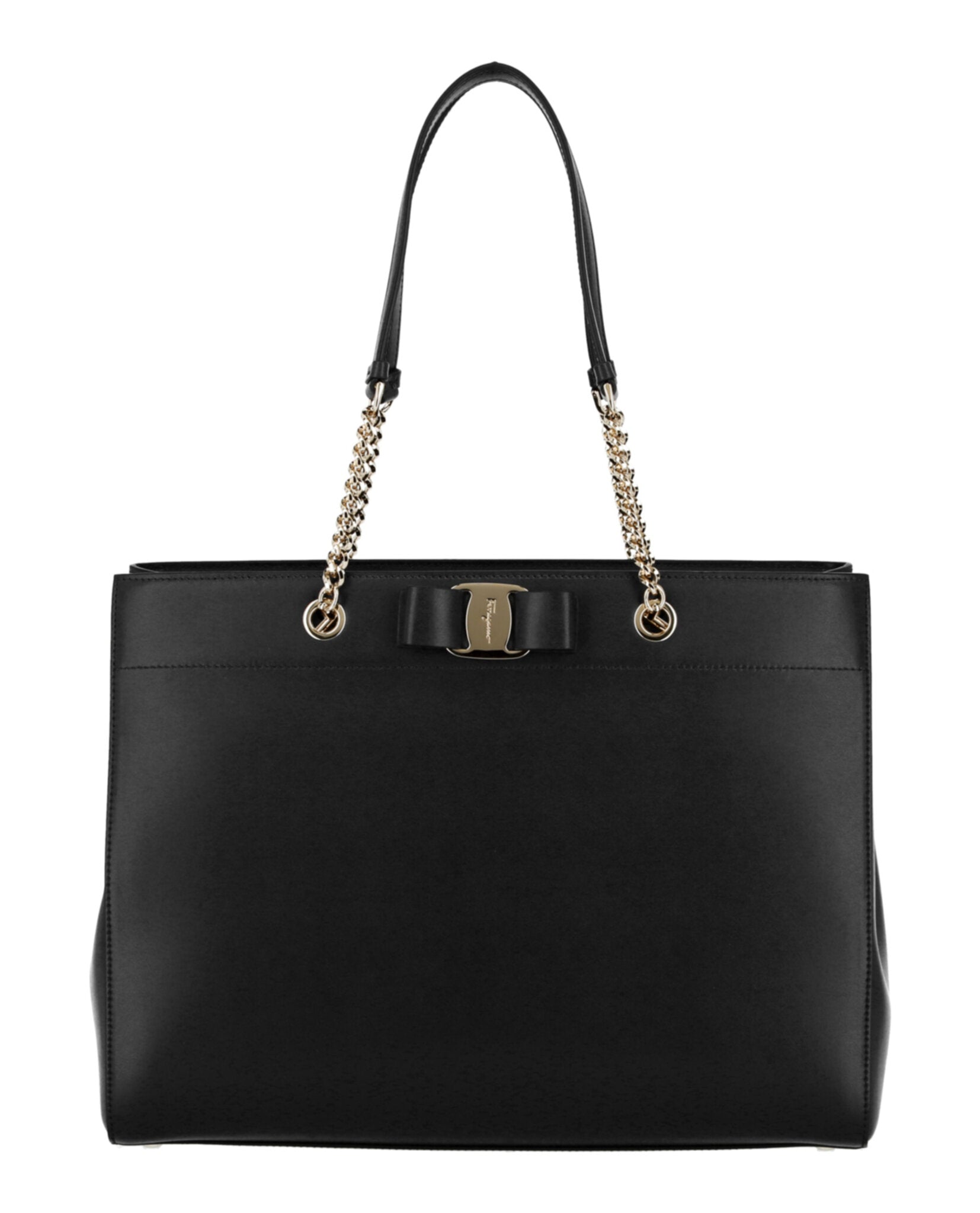 Ferragamo Vara Bow Smooth Leather Tote Black-21H500-753248-00002-NS Bags - Tophatter Daily Deals
