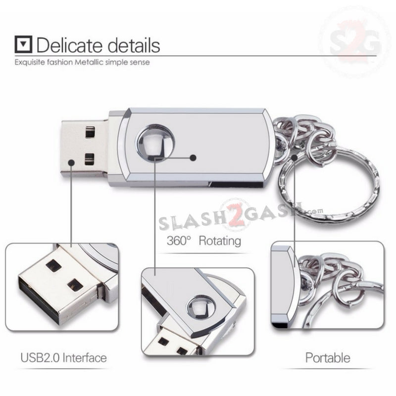 Mini Metal Rotary USB Flash Drive 2.0 Key Chain Memory Stick 16/32/64gb USB Flash Drive - Tophatter Daily Deals