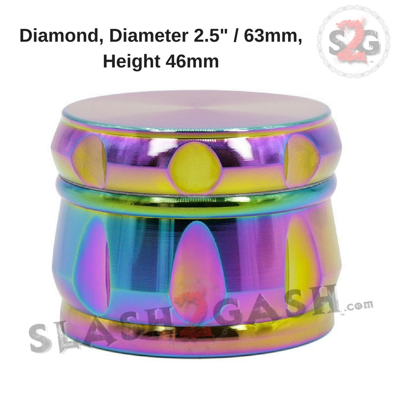 Rainbow Stainless Steel 2.5" Magnetic Spice Herb Grinder 4 piece - Diamond 2.5inch 63mm Smoking Accessories - Tophatter Daily Deals