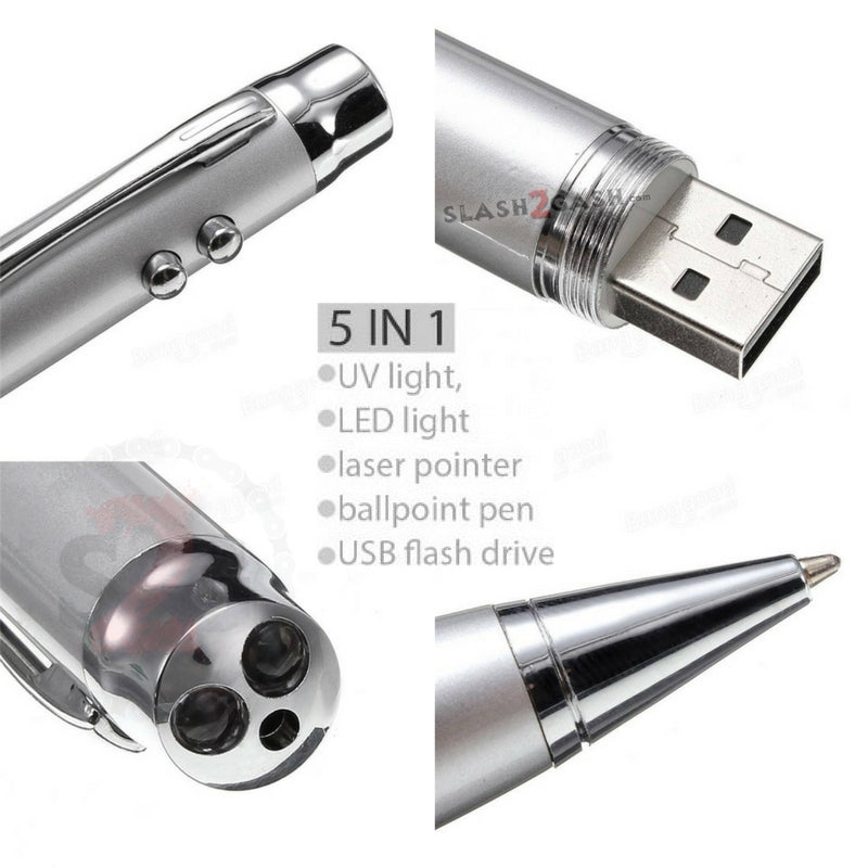 5-in-1 Multi Function Pen w/Laser 2 Lights USB Flash Drive 2.0 - 16gb 16GB 2.0 USB Flash Drive - Tophatter Daily Deals