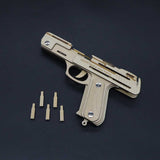 Assembled Wooden Rubber Band Gun Pistol Model Kit With Wooden bullets - Tophatter Daily Deals