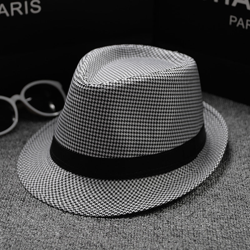 British Houndstooth European And American Sun Hats For Men Houndstooth black and white 58cm 0 - Tophatter Daily Deals