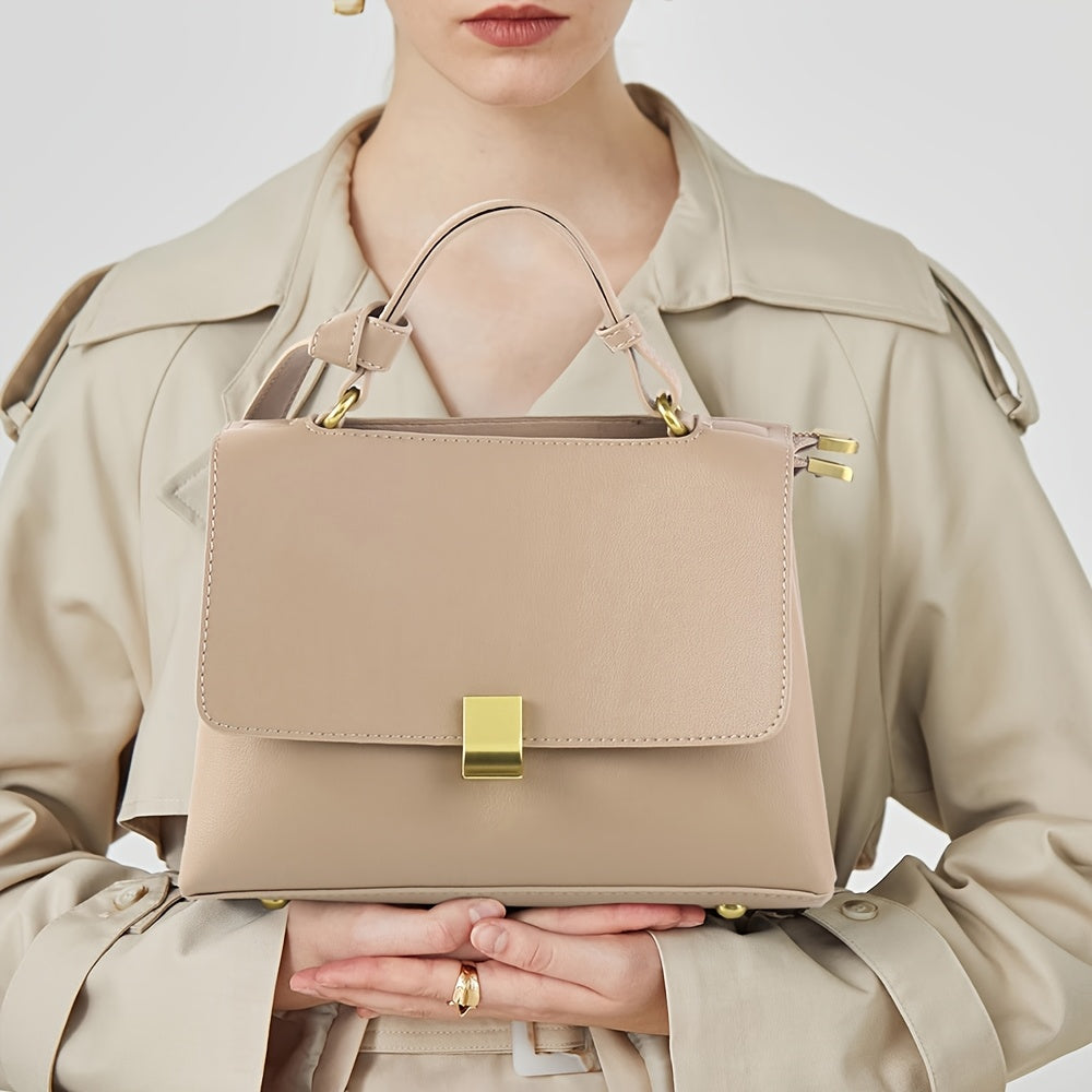 Top Handle Flap Handbag with Gold Clasp and Crossbody Strap Handbags & Wallets - Tophatter Daily Deals