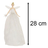 White Angel Christmas Tree Topper | Iridescent Fairy Angel Tree Ornament - 28cm Tree Decoration - Tophatter Daily Deals