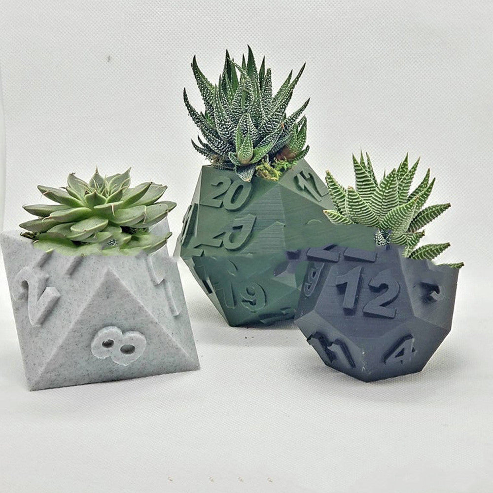 3D Printed Plant Pot Table Top RPG Dice Succulent Planter Set Home Decoration Multifunction Garden Flower Pot 0 - Tophatter Daily Deals