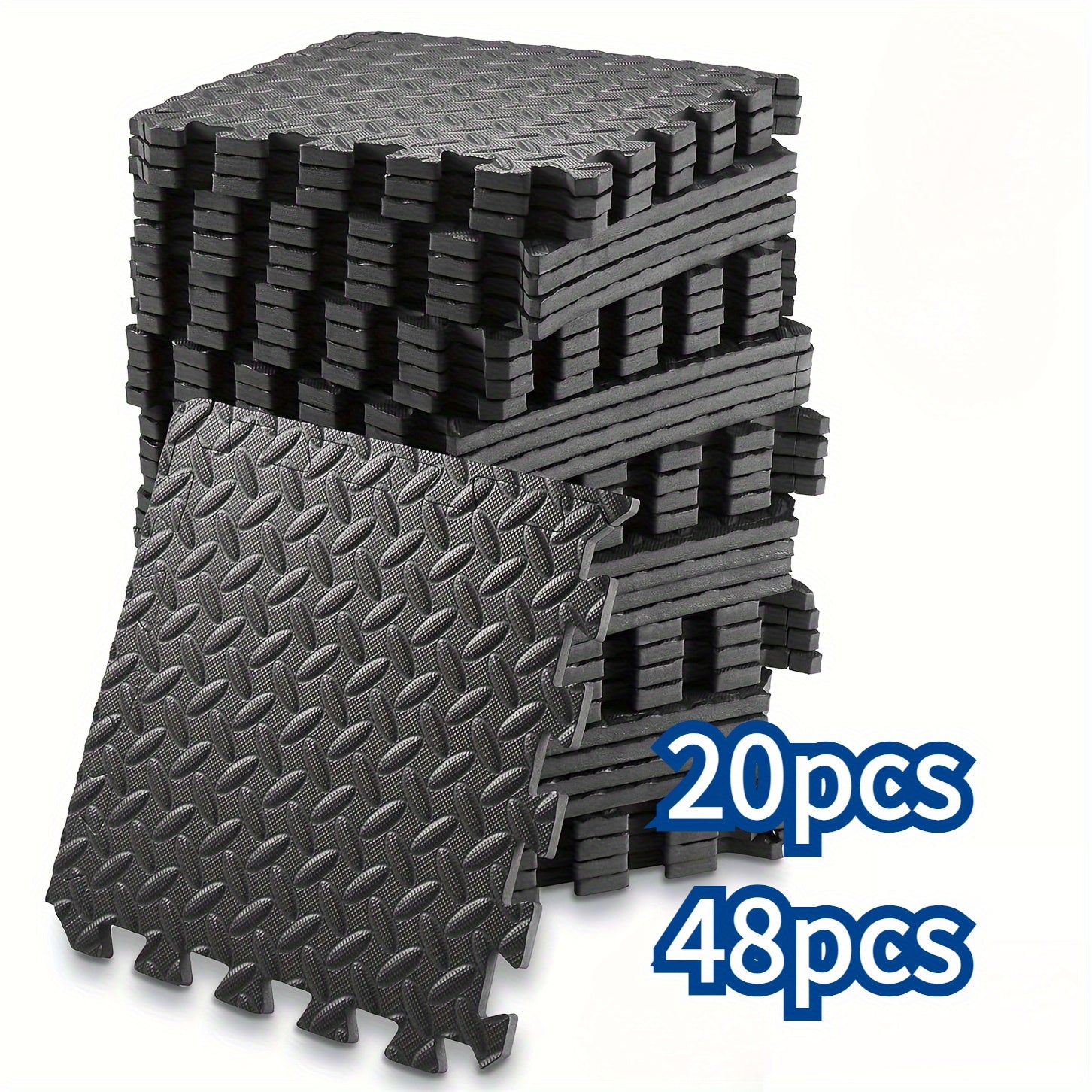 Interlocking Exercise Mat Black Set (48pcs) Sports & Fitness > Exercise, Gym & Fitness > Yoga & Pilates - Tophatter Daily Deals