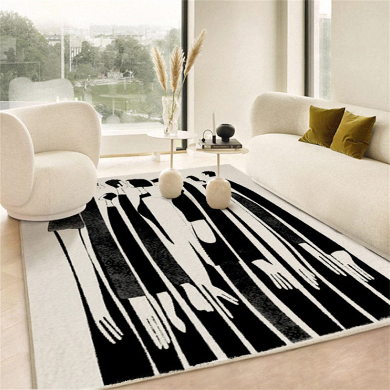 Black And White Line End Table Mat 0 - Tophatter Daily Deals
