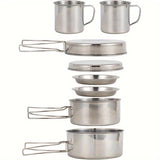 Camping Cookware Set Stainless Steel (8pcs) Camp Cooking - Tophatter Daily Deals