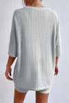 Round Neck Ribbed Top and Shorts Lounge Set Loungewear Sets - Tophatter Daily Deals