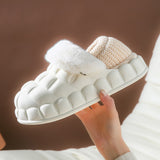 Bubble Shoes With Foldable Heel Slippers Women Warm Indoor House Shoes White 4 - Tophatter Daily Deals