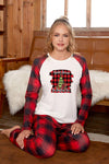 Graphic Top and Plaid Pants Set Loungewear Sets - Tophatter Daily Deals