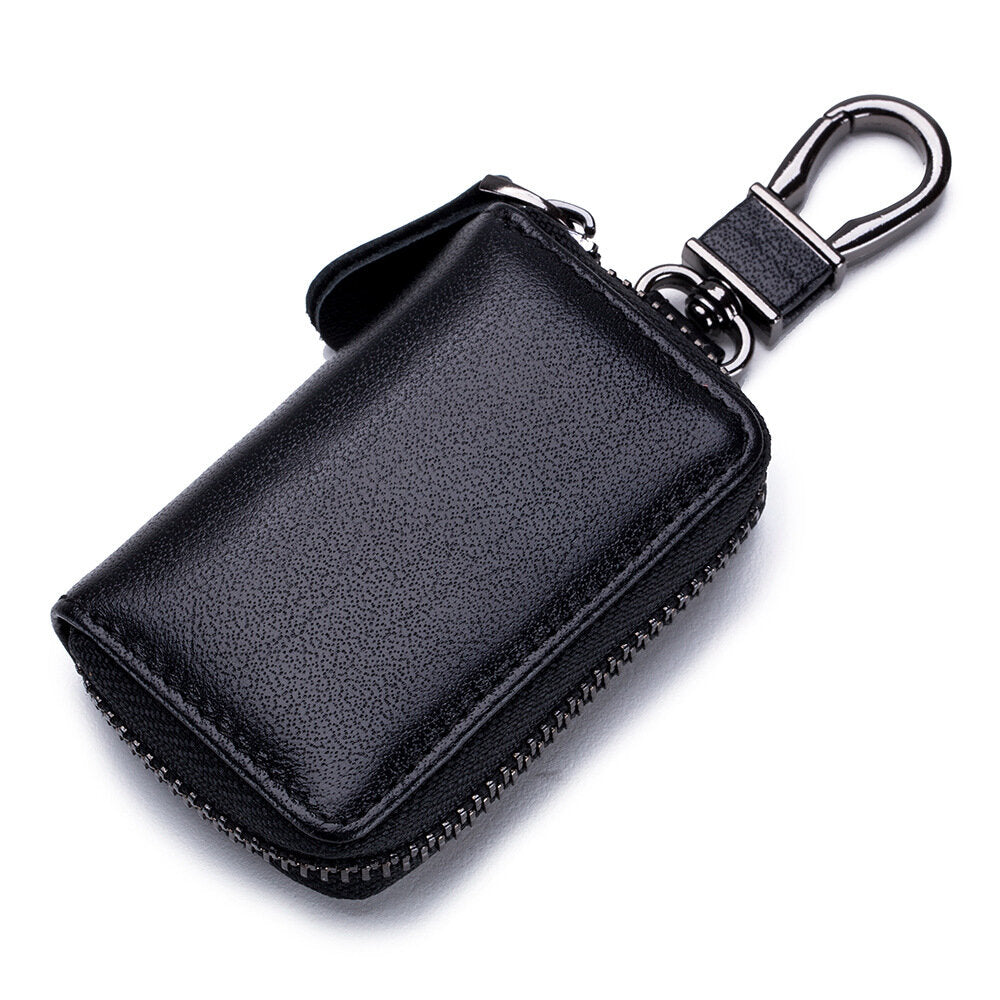 Men Genuine Leather Retro Mini Key Case Bag Large Capcity Fashion Car Key Keychain Wallet Black Men Bags - Tophatter Daily Deals