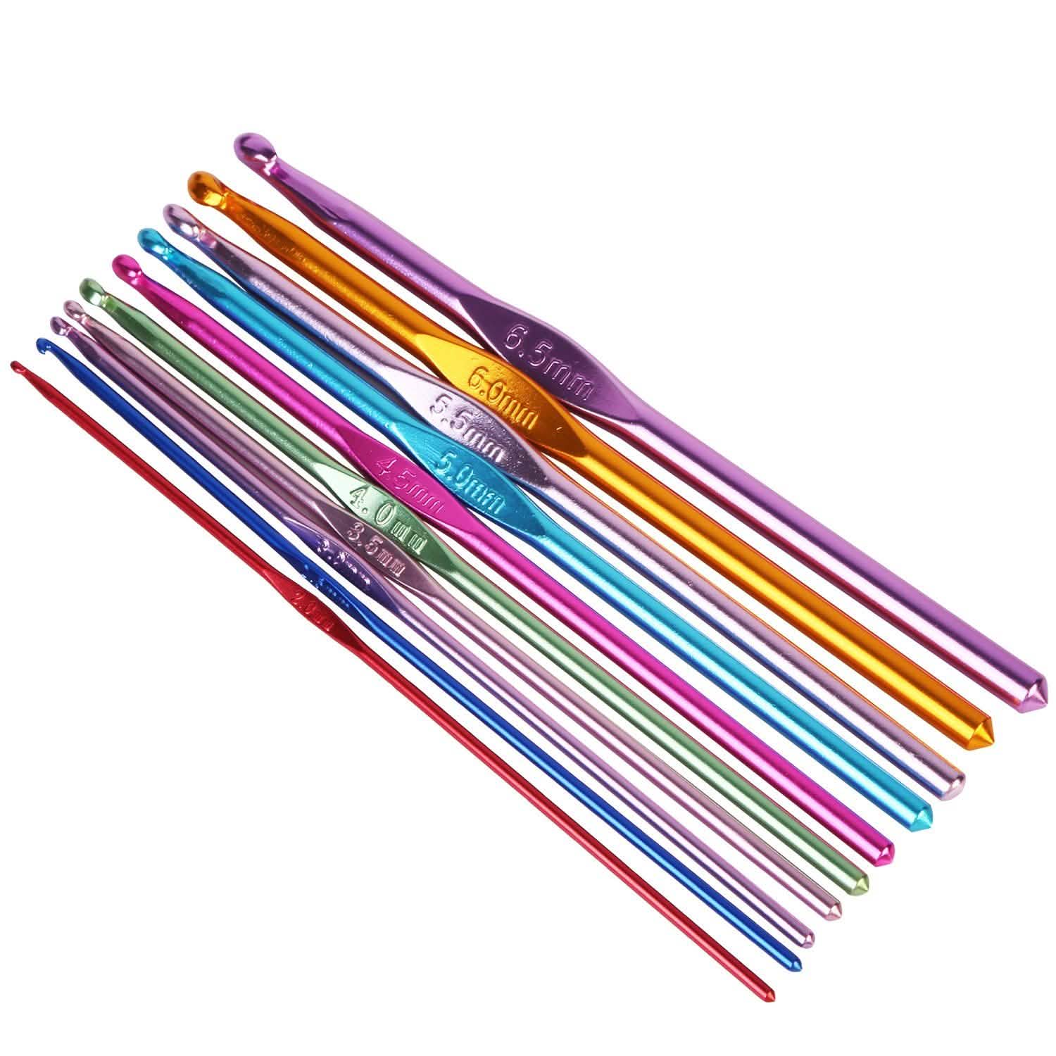 22-Piece: Aluminum Multi-Color Crochet Hook Needles School, Office & Art Supplies - Tophatter Daily Deals