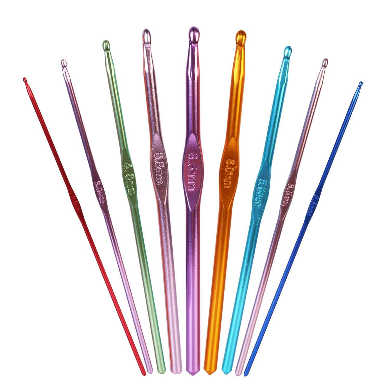 22-Piece: Aluminum Multi-Color Crochet Hook Needles School, Office & Art Supplies - Tophatter Daily Deals