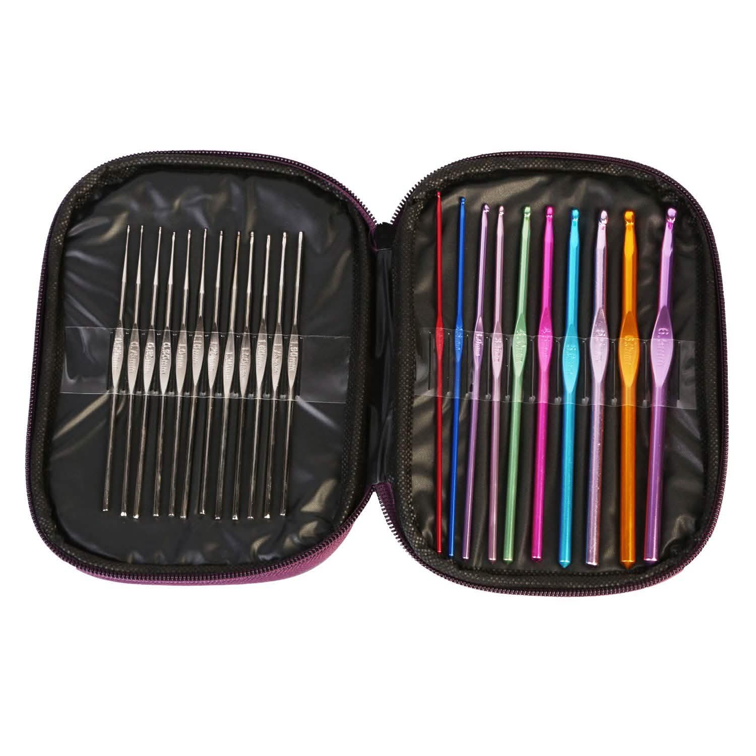 22-Piece: Aluminum Multi-Color Crochet Hook Needles School, Office & Art Supplies - Tophatter Daily Deals