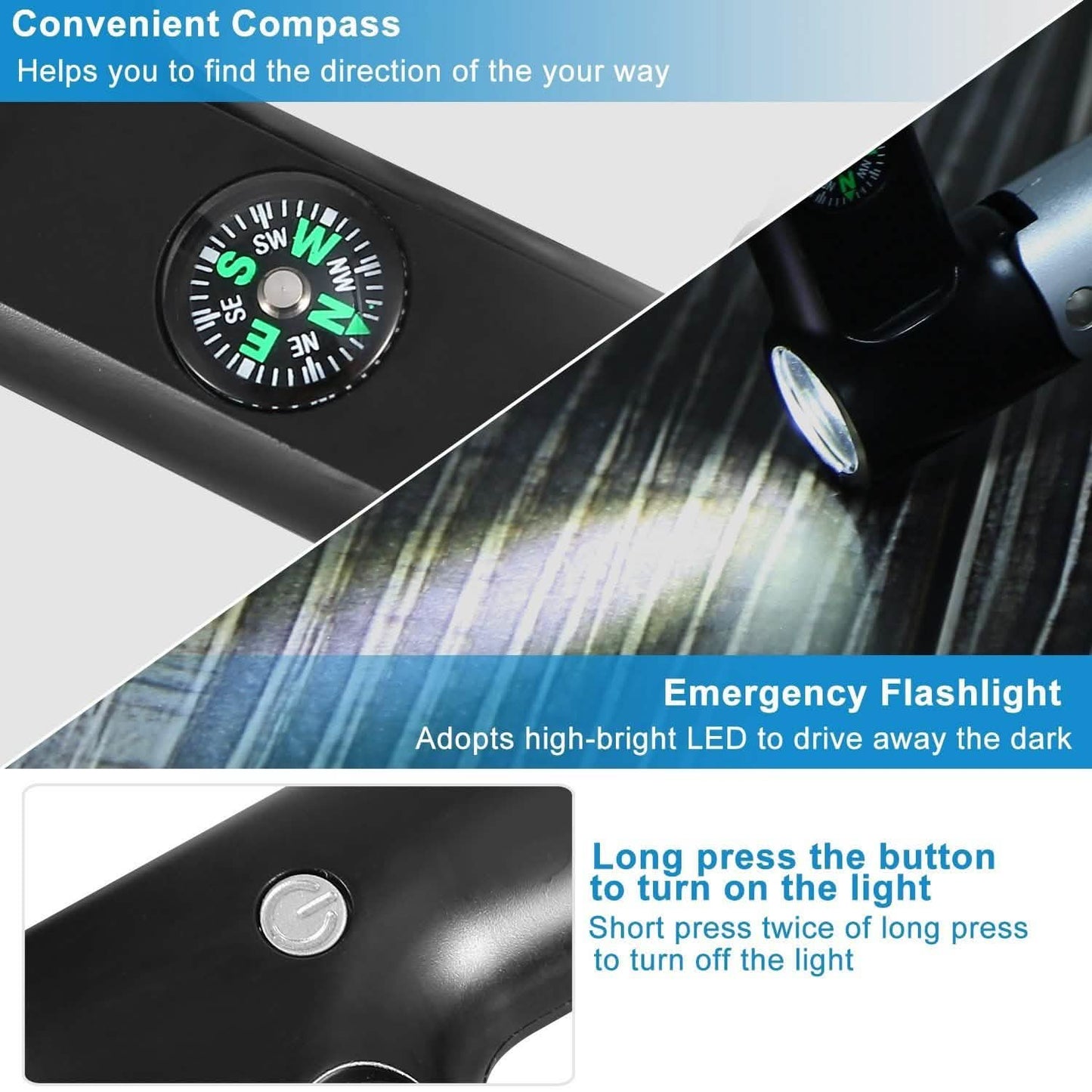 2200 mAh Powerbank with Emergency Flashlight Compass Carabiner-Shaped Outdoor Recreation - Tophatter Daily Deals