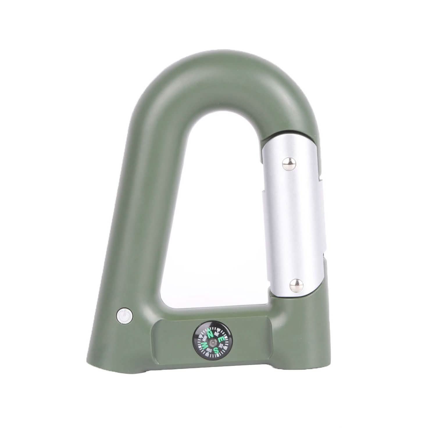 2200 mAh Powerbank with Emergency Flashlight Compass Carabiner-Shaped Green Outdoor Recreation - Tophatter Daily Deals