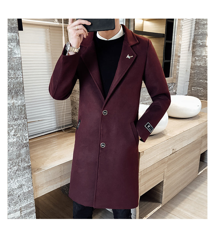 Black fashionable Winter men's long overcoat 0 - Tophatter Daily Deals