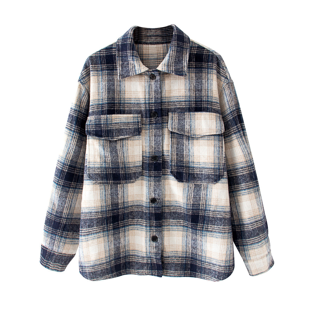 Brushed plaid coat women's clothing Check color 0 - Tophatter Daily Deals