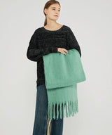 Oversized Women Scarf - Long Fringed Fluffy Wool Winter MINT GREEN - Tophatter Daily Deals