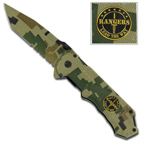 Rangers Lead The Way Spring Assisted Camo Knife - TOPHATTER'S ARMORY DEALS Collectible Weapons - Tophatter Daily Deals