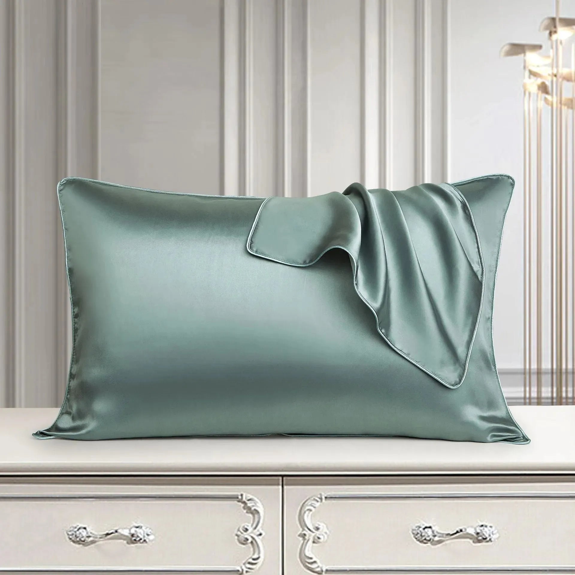 Silk Pillow Case Pure Silk Pillowcase Real Silk Pillowcase Natural Silk Pillowcase Jade green Humidifier - Tophatter Daily Deals