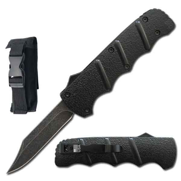 8.75" Automatic Titan Black OTF Drop Point Blade Knife - TOPHATTER'S ARMORY DEALS Collectible Weapons - Tophatter Daily Deals